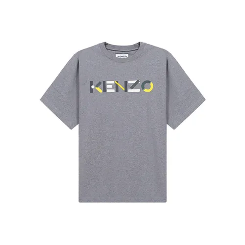 KENZO Мужская футболка серого цвета с голубым