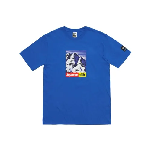 Supreme FW17TNF Коллаборация Коллекция Гора Tee Королевский T Рубашка Унисекс Синий