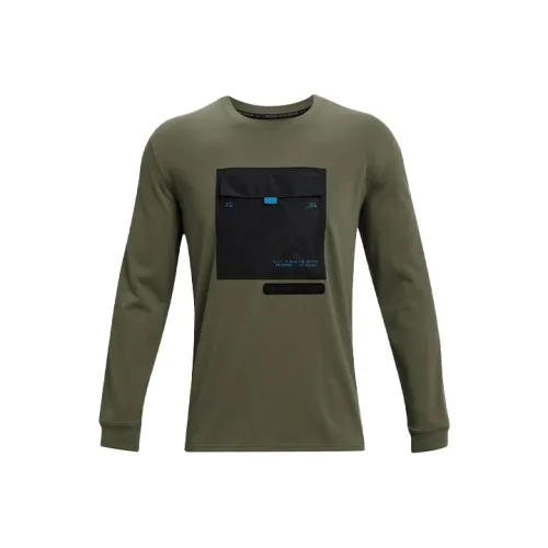 Under Armour Прямой крой Длинный рукав Т-рубашка Мужская Призрачно-зеленая