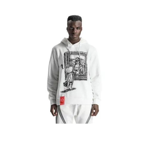 NORVINCY Prank С принтом с капюшоном свободный крой флисовая подкладка худи и свитшоты унисекс