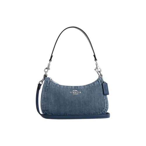 COACH Teri Ткань Сумка через плечо Средняя Женская Синяя