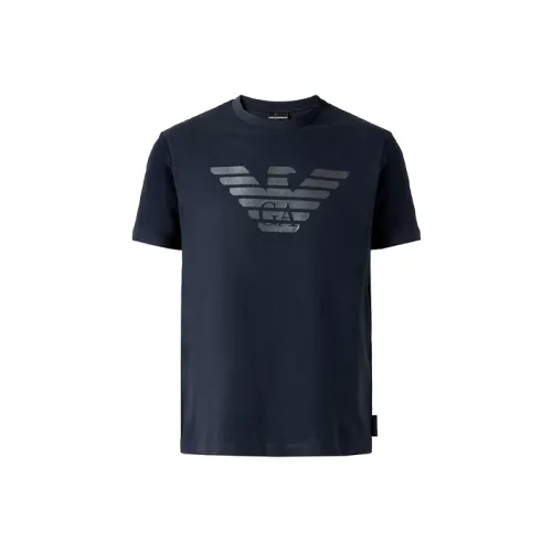 EMPORIO ARMANI Темно-синие Мужские Рубашки