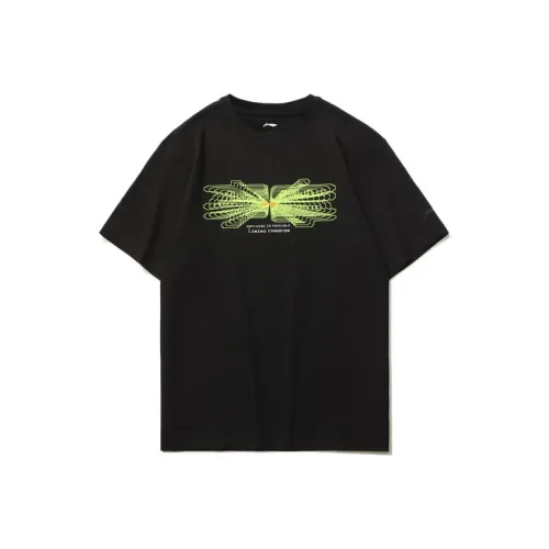 LINING Sports Fashion Collection Черно-зеленая унисекс футболка