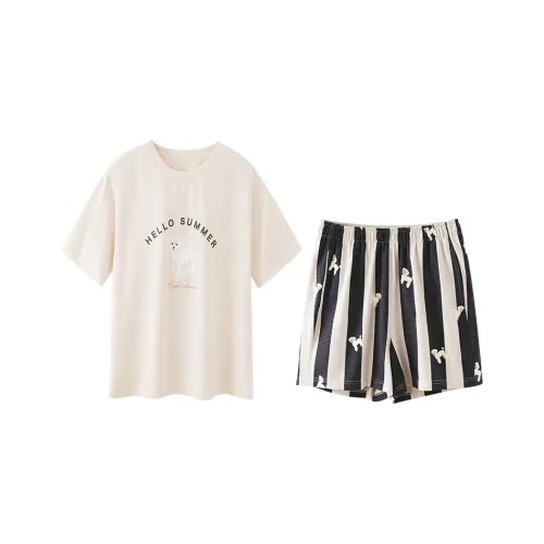 JINGYUN Белый Известняк Женские Пижамные Комплекты