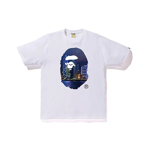 A BATHING APE Голова Series HongKong 13th Anniversary BIG Ape Голова Tee T-Shirt Унисекс Белый