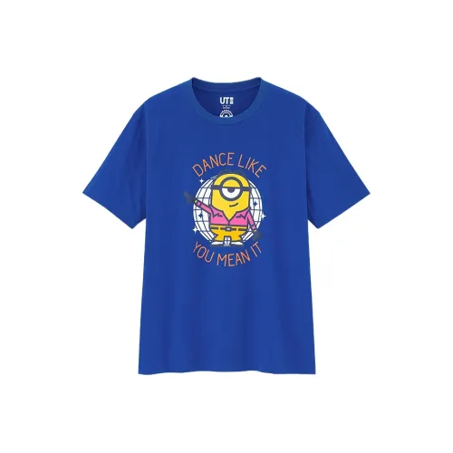 UNIQLO Прямой крой T-рубашка Унисекс Морской синий