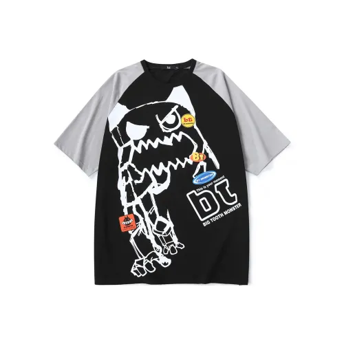 BT Прямой крой рукав длиной до локтя футболка унисекс черный