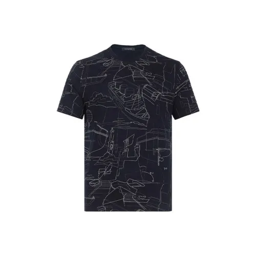Ermenegildo Zegna Темно-синие мужские футболки T