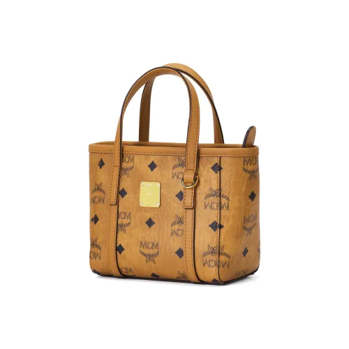 MCM Toni Visetos Кожа Тоут Сумка Сумка для покупок Сумка через плечо Сумка Экстра мини Женская Коричневая Коньячная