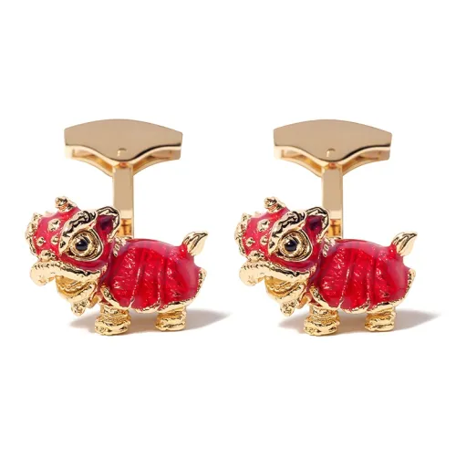 WILLIAM MILTON Эмаль Запонки Мужской Китайский Красный Лев Высокое Качество Роскошь Аксессуары Набор в Коробке