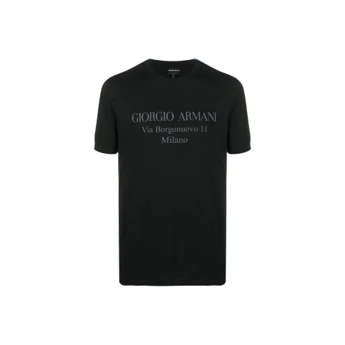 AMANI Letter Logo С принтом Круглый вырез Короткий рукав Т-рубашка Т-рубашка Мужская Черная