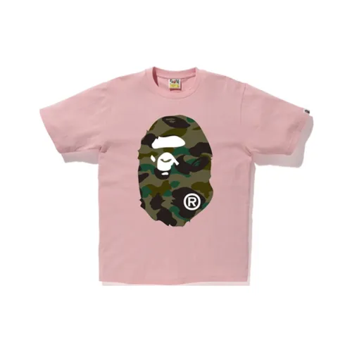 A BATHING APE Голова Series Рукав с спущенным плечом T-рубашка Унисекс Вишневый цветок Розовый