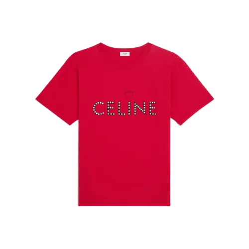 CELINE Red Men's T-Shirts CELINE Красные Мужские Футболки