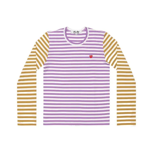 CDG Play Желтый Фиолетовый Цветовые блоки Мужская футболка с коротким рукавом