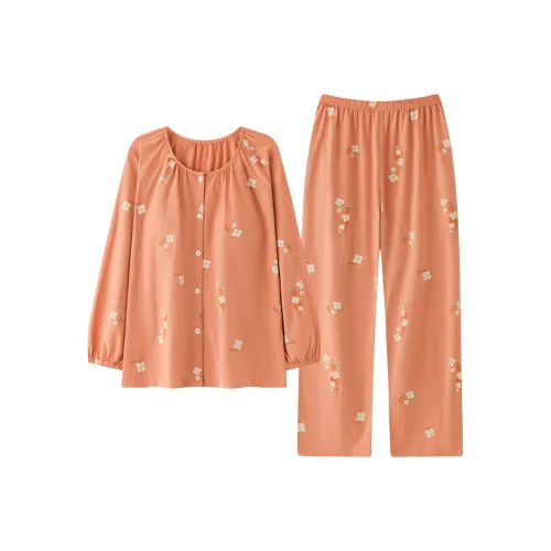 Пижамный комплект Cotton Gene женский оранжевый красный