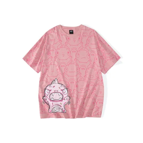 BTK Прямой крой T-рубашка с коротким рукавом Дофаминовая одежда Комплект Унисекс