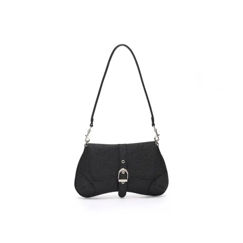 BONSAI STUDIO Микрофибра Подмышечная Сумка на Плечо Женская Серебряная Черная