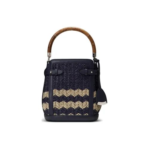 Ralph Lauren Полипропиленовая PP Ведрообразная Сумка Сумка через плечо Маленькая Женская Морской Синий и Натуральный