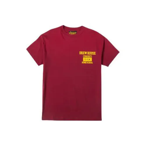 Drew House Letter Logo Series Бордово-красные Унисекс Футболки