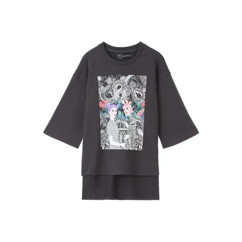 Acupuncture x Sasha Прямой крой Рукав 3 4 T Рубашка Мужская Темно-серая