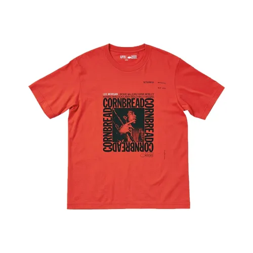 UNIQLO T-рубашка унисекс кораллово-красный