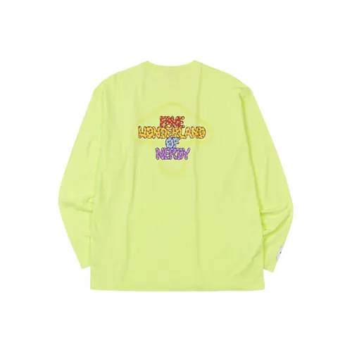 NERDY Прямой крой Длинный рукав Т-рубашка Унисекс Неоново-зеленый