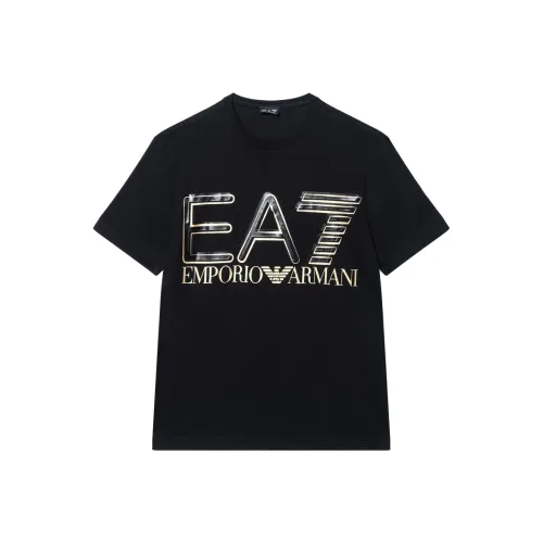 EMPORIO ARMANI EA7 SS22 T Рубашка Мужская Черное Золото