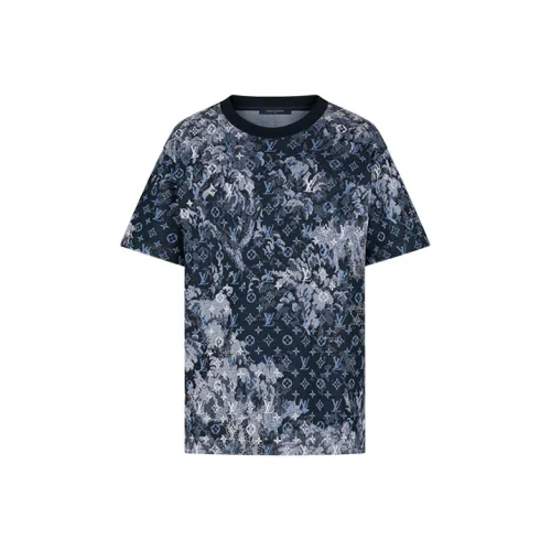 LOUIS VUITTON Новые ежеквартальные продукты LV Синий Мужской T Рубашки