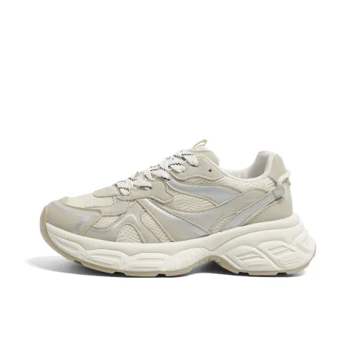 HUANQIU Антискользящий и износостойкий увеличивающий высоту низкий топ кроссовки с толстой подошвой мужские бежевые