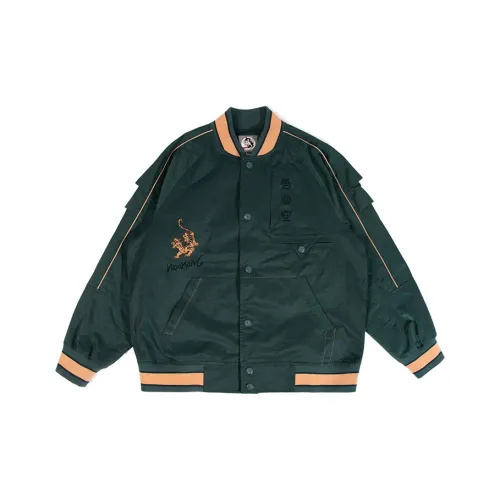 WOOKONG Весна Бейсбольная куртка Свободный крой Унисекс Оливково-зеленый