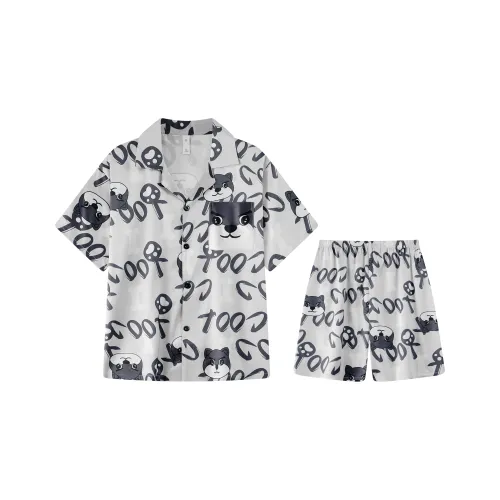 Qiao Ni Tong Пижамный комплект Мужской Серебристо-Серый