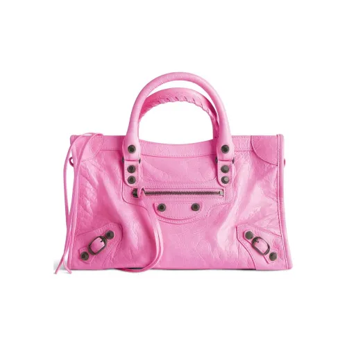 Balenciaga Le City Овчина Одно Плечо Сумка Женская Ярко-Розовая Красная