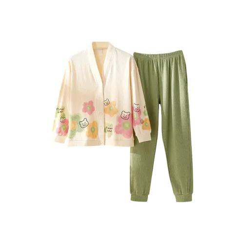 ZAO FU NIAO Пижамный комплект женский цвет матча зеленый