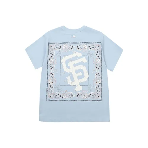 MLB Основа Логотип Небесно-голубой Унисекс T-рубашки