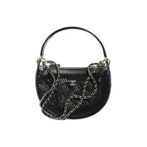 CHANEL Рыболовная сеть Яркий Овечья шкура Золотой металл Сумка Женские Черный