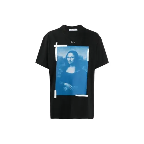 Off Белый Mona Lisa series Черный мужской T-рубашки
