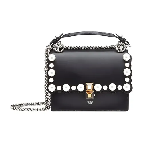 FENDI Kan I Сумка через плечо из коровьей кожи Маленькая Женская Черная