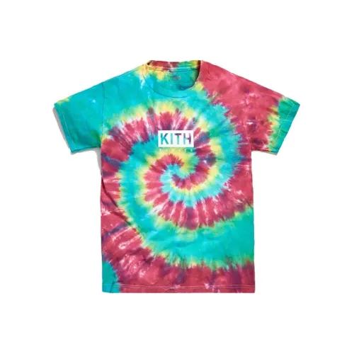 Kith Красный зеленый Tie Dye Унисекс Футболка