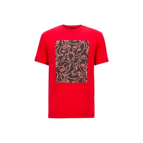Hugo Boss Red Men's T-Shirts Hugo Boss Красные Мужские Футболки