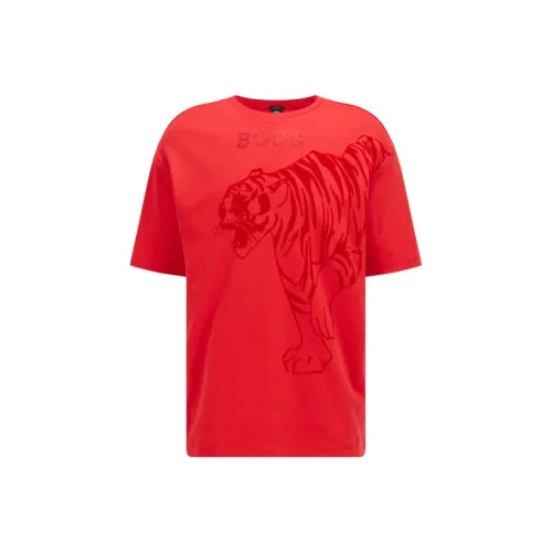 Hugo Boss Red Men's T-Shirts Hugo Boss Красные Мужские Футболки