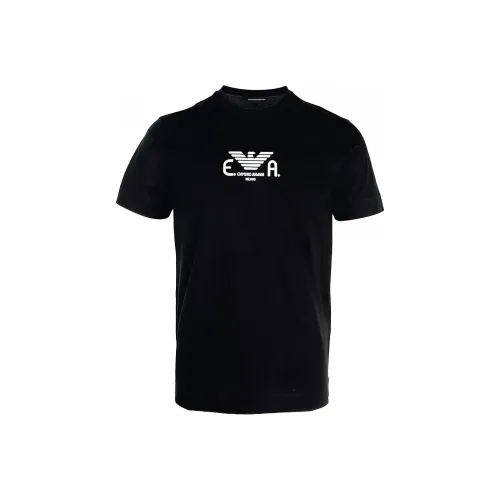 EMPORIO ARMANI Logo Printed Круглый вырез Прямой крой Короткий рукав Т-рубашка Т-рубашка Мужская Черная