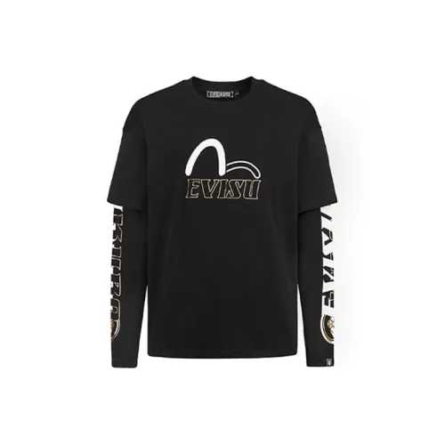 EVISU Длинный рукав Т-рубашка Мужская Черная