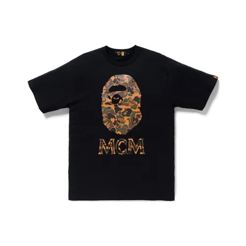 A BATHING APE x MCM CAMO Ape Голова T Рубашка Мужская Черная