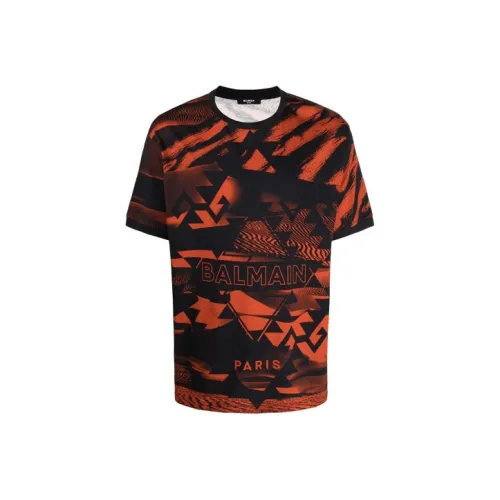 BALMAIN Черный Красный Мужская T-рубашка
