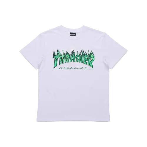 Thrasher T-Shirt Японская версия Унисекс Белый Зеленый