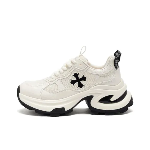 AGSDON Легкий Низкий Топ Толстая Подошва 6,5 см Женский Бежевый Черный