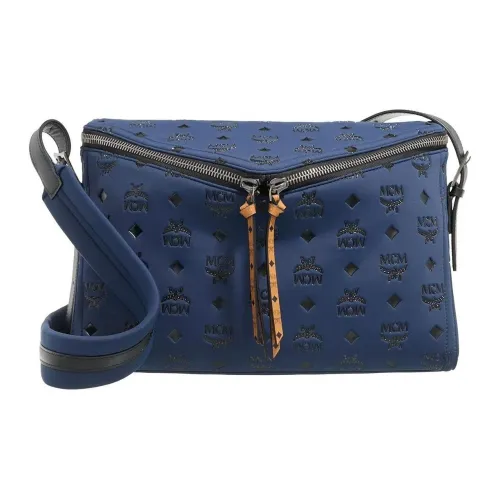 MCM Diamante 3D Резиновая Сумка через плечо Сумка на плечо Средняя Унисекс Морской синий