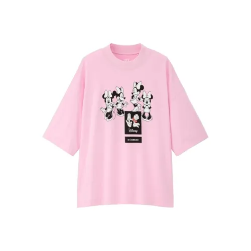 UNIQLO T-рубашка с рукавом-трубкой женская розовая