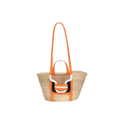 PIERRE HARDY Raffia Tote Bag Shopping Bag Shoulder Bag Mini Women's Orange Black