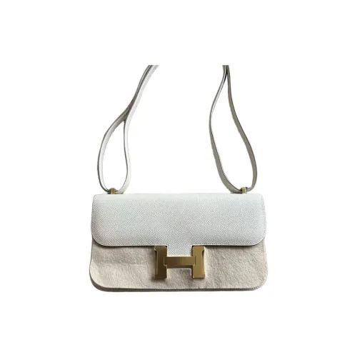 HERMES Constance Эпсомская кожа Сумка через плечо Женская 10 Craie Milkshake Белый